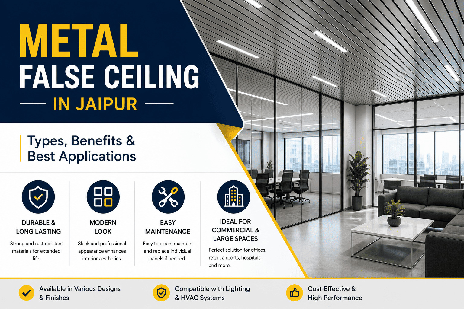 Metal False Ceiling in Jaipur: Types, Benefits & Best Applications