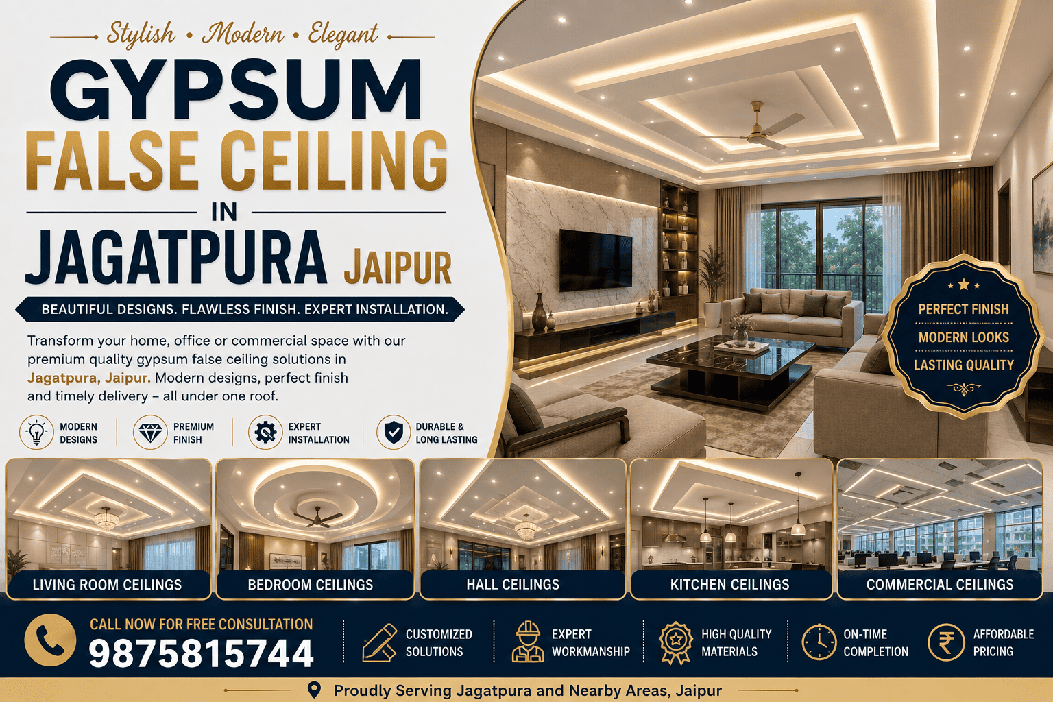 Gypsum False Ceiling in Jagatpura Jaipur