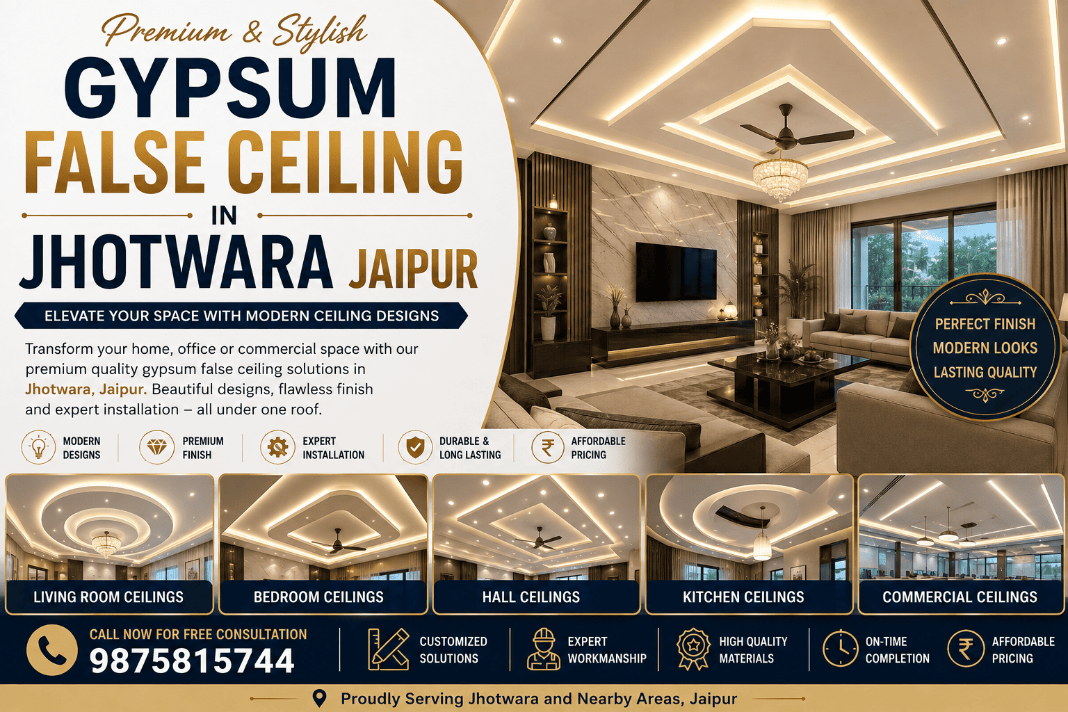 Gypsum False Ceiling in Jhotwara Jaipur 